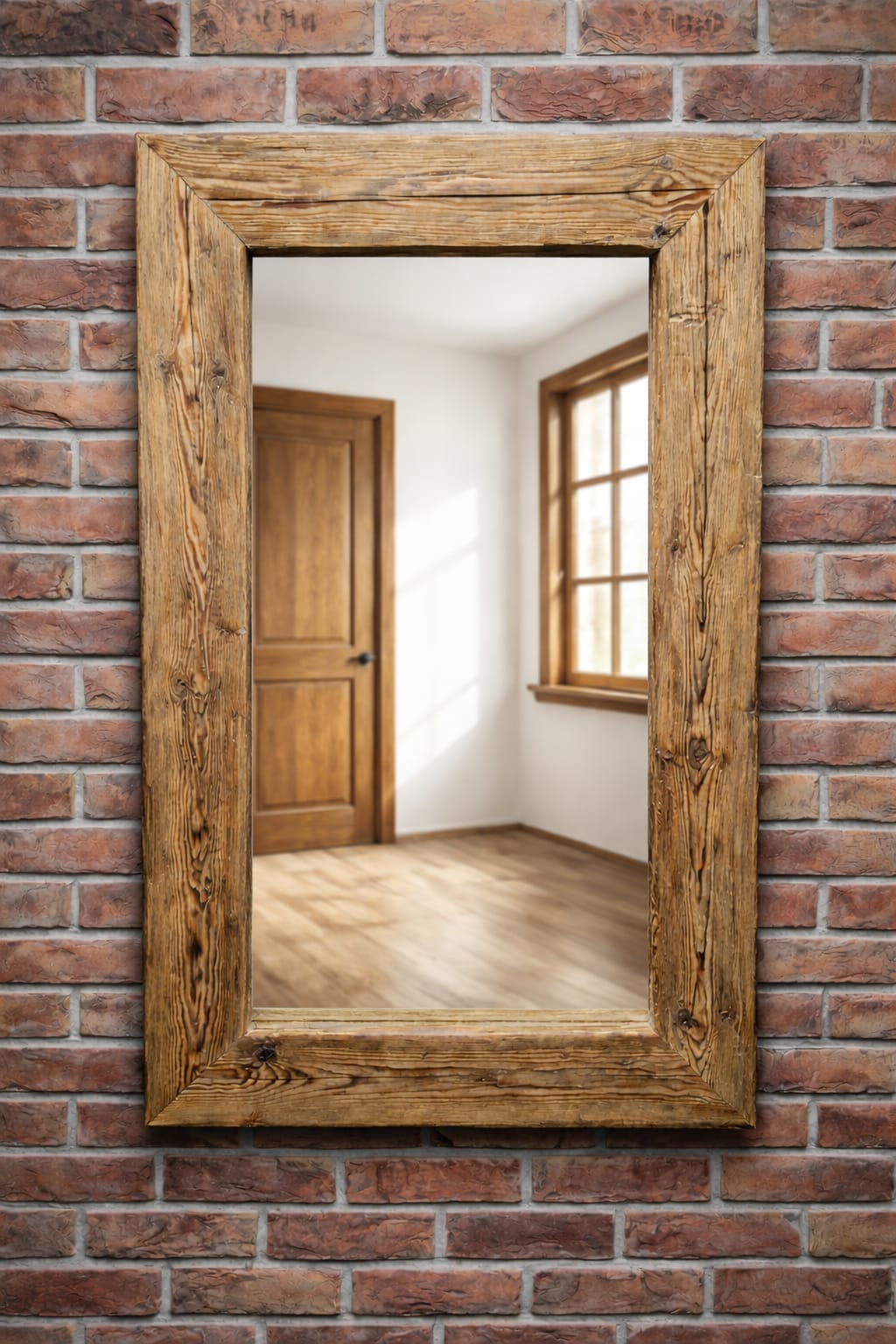 Zrcadlo z masicniho tramu svetly rustikalni ram MARPA MOSS